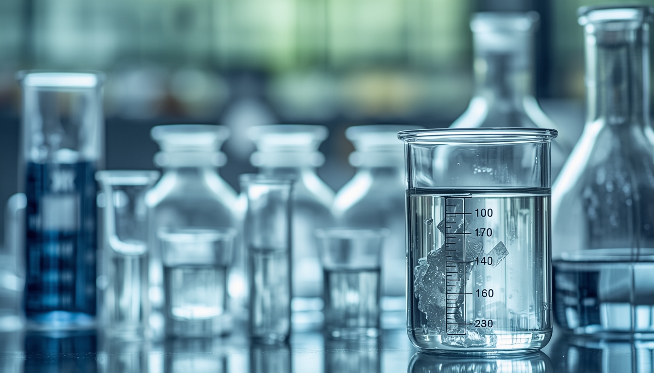 Clean laboratory glassware suggesting careful mineral measurement